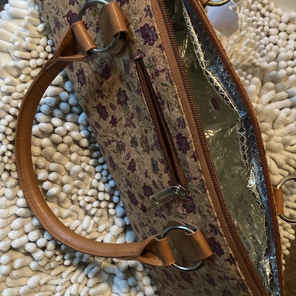 Floral Tan insulated wine cooler bag